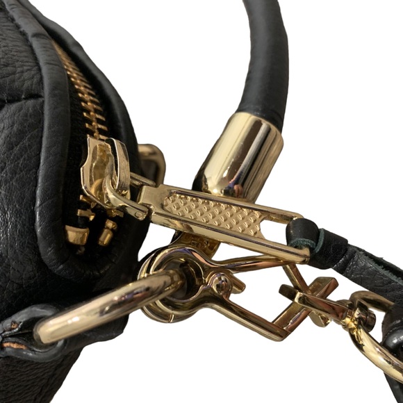 Rebecca Minkoff Black Leather Cupid Satchel Bag Purse Crossbody Gold Hardware!! - Picture 5 of 16